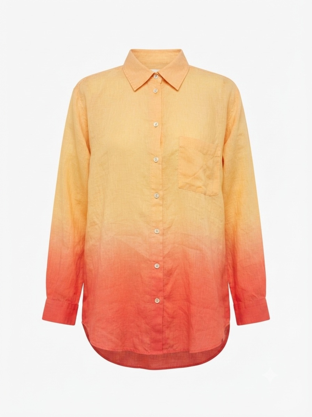 Soft Surroundings Women’s 100% Linen Orange to Red Button-Up Shirt Size XL 0117